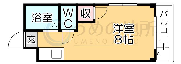 コーポラスK(ワンルーム/3階)の間取り写真