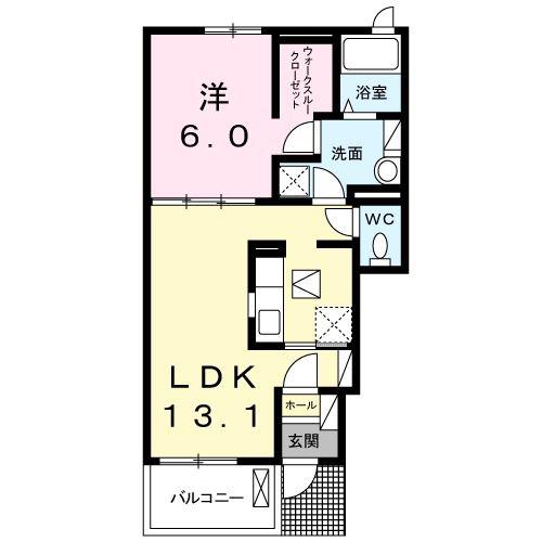 セレッソ入輪戸II(1LDK/1階)の間取り写真