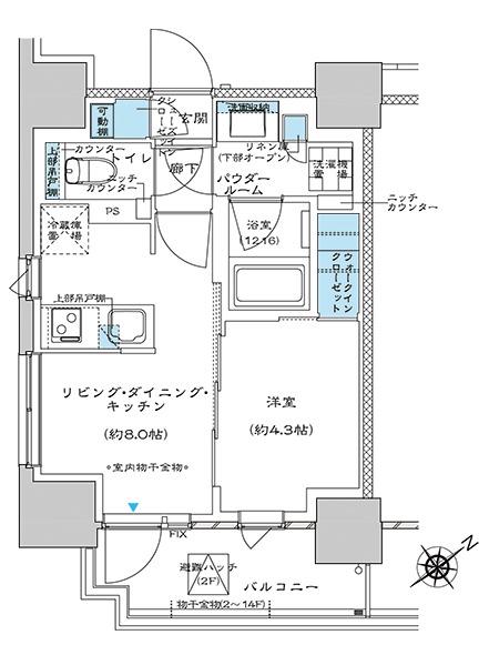 ウィルテラス板橋(1LDK/12階)の間取り写真