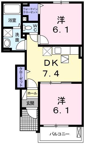 ノイ・ブリーゼ II(2DK/1階)の間取り写真