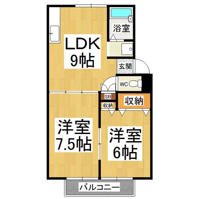 シュラベリ加根利(2DK/2階)の間取り写真