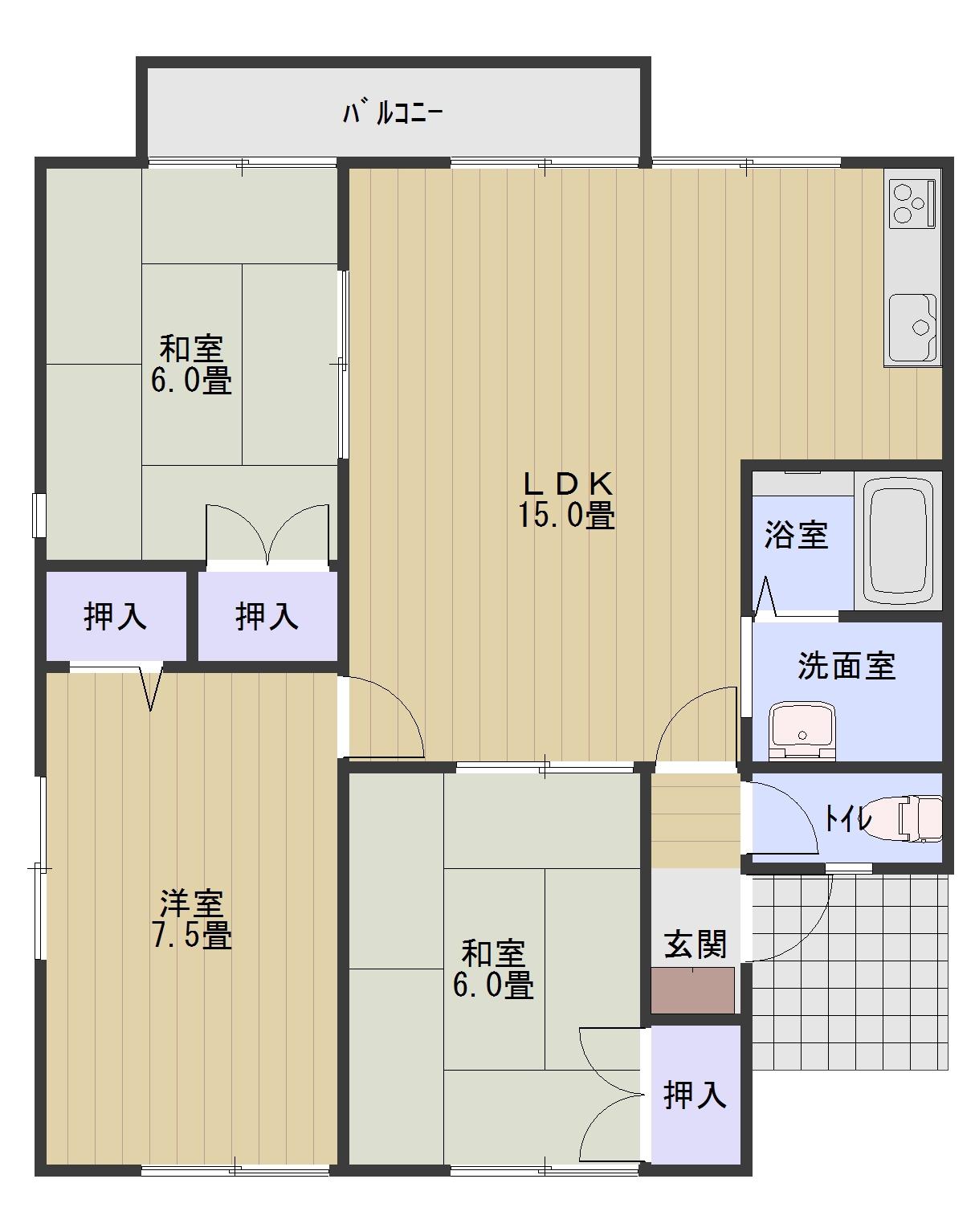 セジュール古川(3LDK/2階)の間取り写真