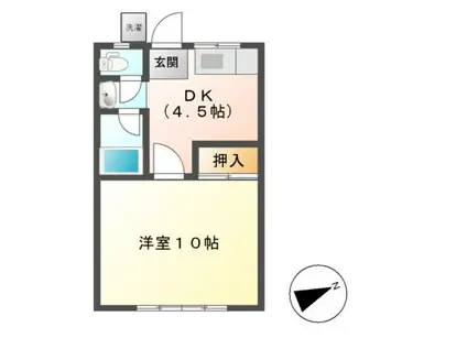 プラザイン14(1DK/1階)の間取り写真