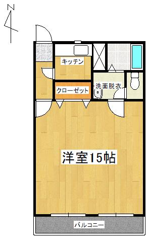 ブールバール(1K/3階)の間取り写真