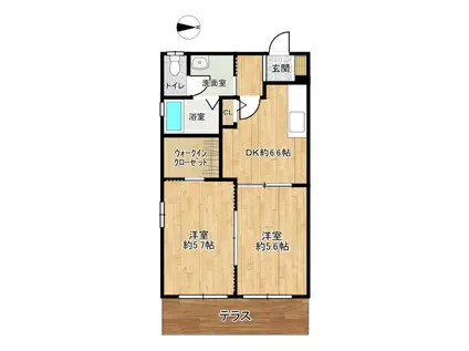 フォンティーヌII(2DK/1階)の間取り写真