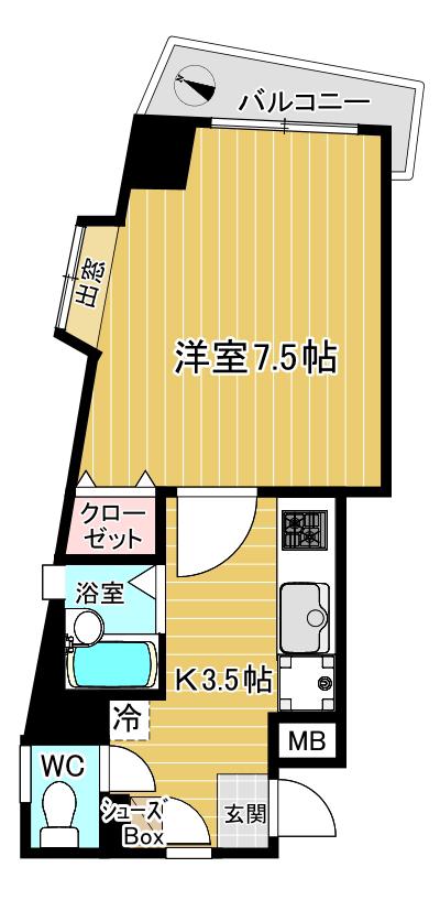 ファースト天神(1K/4階)の間取り写真