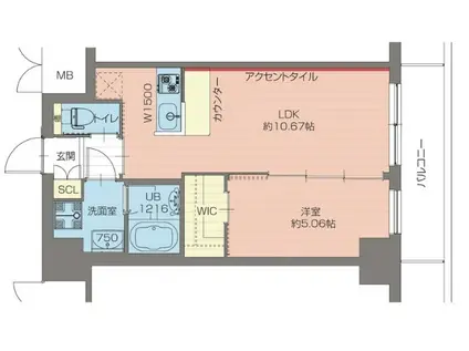 プレジオ宮崎台(1LDK/5階)の間取り写真