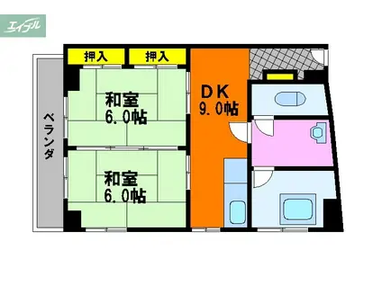 三誠ビル(2DK/4階)の間取り写真