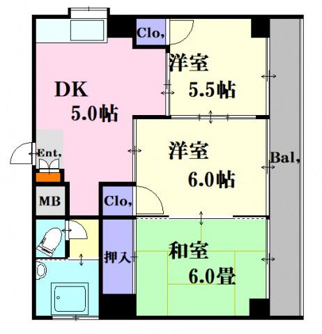 小嶋ビル(3DK/3階)の間取り写真