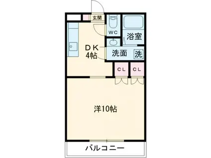 バーデン垣鼻(1DK/3階)の間取り写真