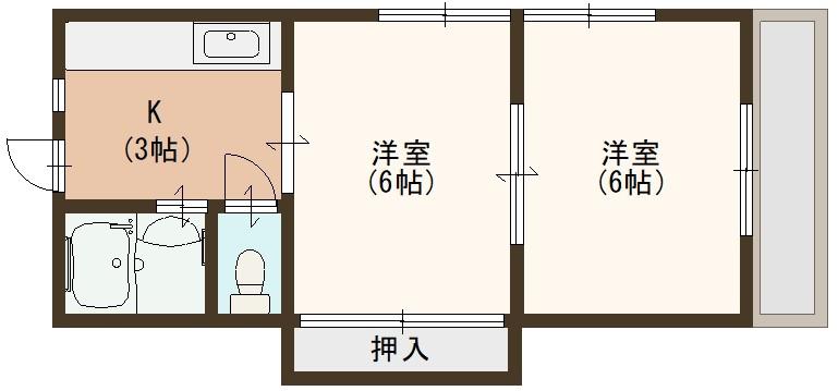 エーデルハイム須磨(2K/1階)の間取り写真