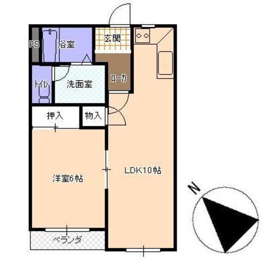 パークハイム木曽坂(1LDK/2階)の間取り写真