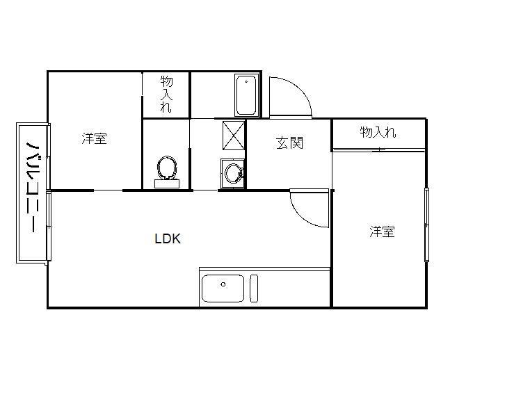ハイツアスリッチB(2LDK/2階)の間取り写真