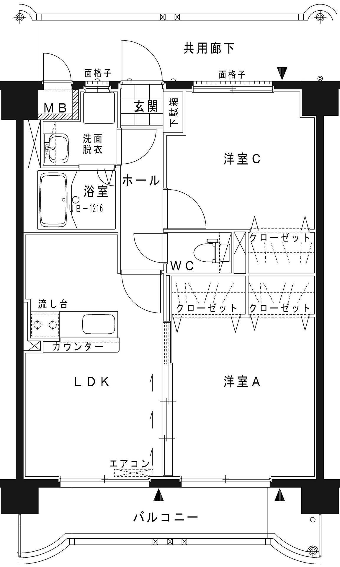 GRAND DE OSHIMA I(2LDK/1階)の間取り写真