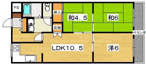 クラウンマンション(3LDK/4階)の間取り写真