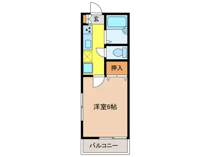 カサグランデ宇部(1K/1階)の間取り写真