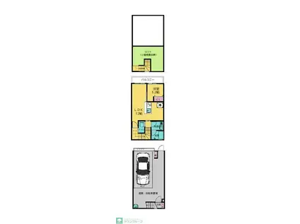 ガレージハウス ファイブワン(1LDK/1階)の間取り写真