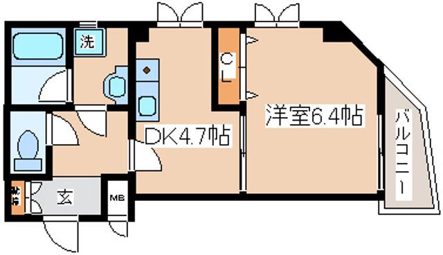 ファゼンダ78(1DK/2階)の間取り写真