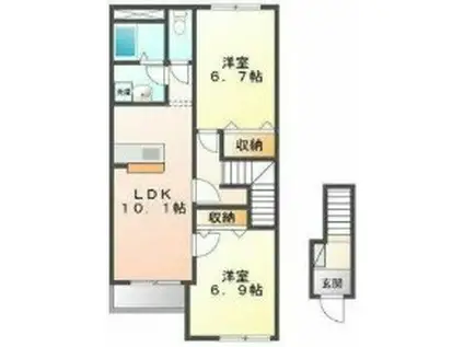 ペットピア春日(2LDK/2階)の間取り写真