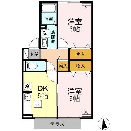 パークサイド堀南E(2DK/1階)の間取り写真