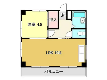 コーポ岬(1LDK/3階)の間取り写真