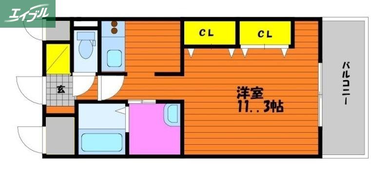 クレストシティ中井町(1K/9階)の間取り写真