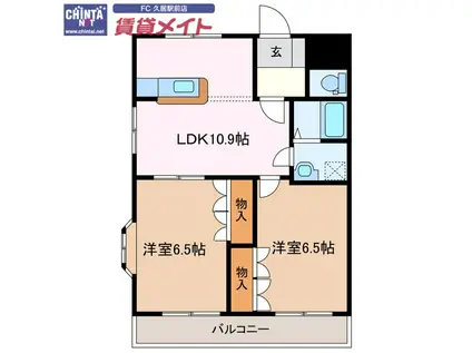 ラピュタ弐番館(2LDK/2階)の間取り写真