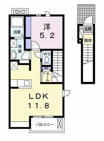 マ・メゾン(1LDK/2階)の間取り写真