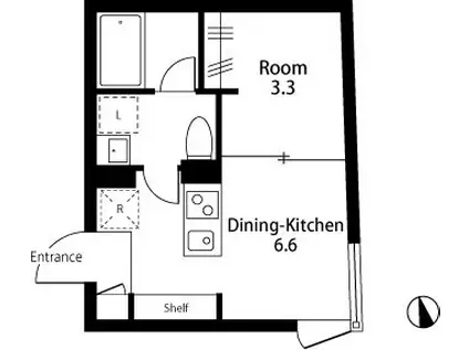YANECO TERRACE(1DK/3階)の間取り写真