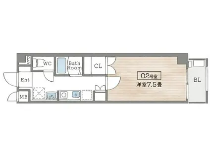 ララソル芦屋(1K/3階)の間取り写真