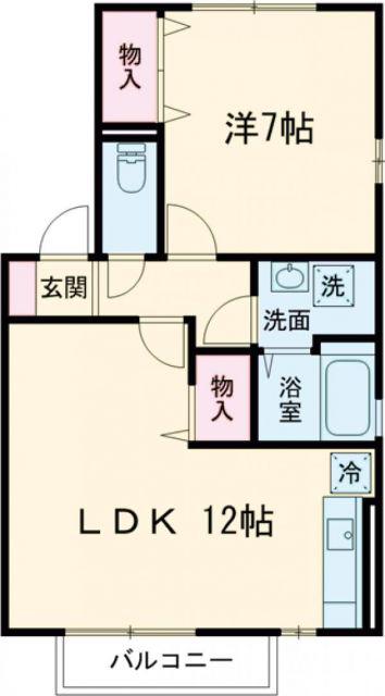 グランモア佐竹 B(1LDK/2階)の間取り写真