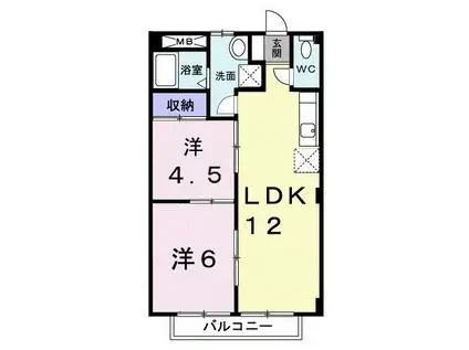 パトス鍋島(2LDK/2階)の間取り写真