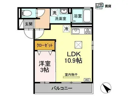 ムーンハイランドヴィレッジ(1LDK/1階)の間取り写真