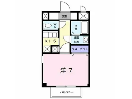 オードピュールIII(1K/2階)の間取り写真