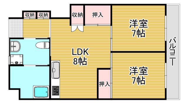 サンコーポラス南港 26号棟(2LDK/1階)の間取り写真