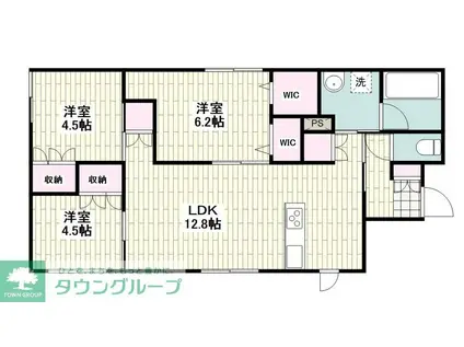 鵠沼石上3丁目メゾン(3LDK/1階)の間取り写真