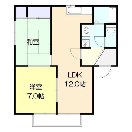 ゆぁーずMII(2LDK/1階)の間取り写真