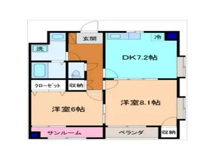 IRいしかわ鉄道 金沢駅 徒歩28分 5階建 築26年(2DK/4階)の間取り写真