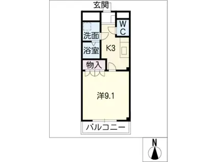 アクアレジェンド(1K/2階)の間取り写真