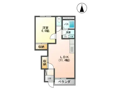 ハイムドルチェ(1LDK/2階)の間取り写真