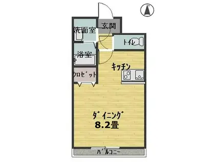 ダイワール武庫川(ワンルーム/2階)の間取り写真