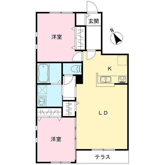 NOVガーデンハウス谷田部 F棟(2LDK/1階)の間取り写真