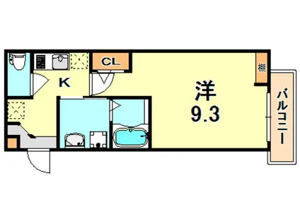 エヌエムサンカンテキャトフC棟(1K/3階)の間取り写真