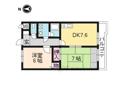 ミレニアム加納(2DK/2階)の間取り写真