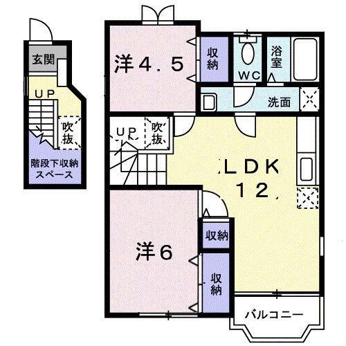 サンパティークB(2LDK/2階)の間取り写真