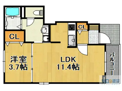 スターブル宝塚(1LDK/1階)の間取り写真
