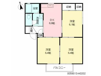 コンフォート山川(3DK/2階)の間取り写真