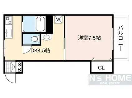 今津パークハイツ(1DK/2階)の間取り写真