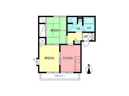 パレス湘南I(2DK/2階)の間取り写真