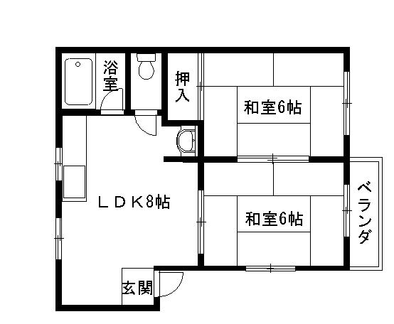 コスモハイツ陽和(2DK/1階)の間取り写真
